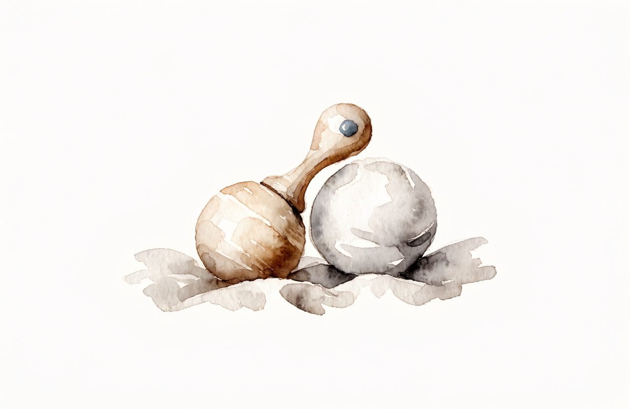 Illustration à l'aquarelle : Quel jouet Montessori pour un bébé de 6 mois ?