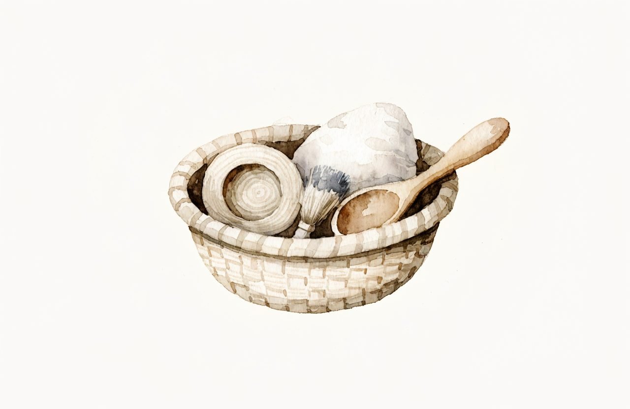 Illustration à l'aquarelle : Panier à trésors : l'activité Montessori la plus simple du monde (dès 6 mois)