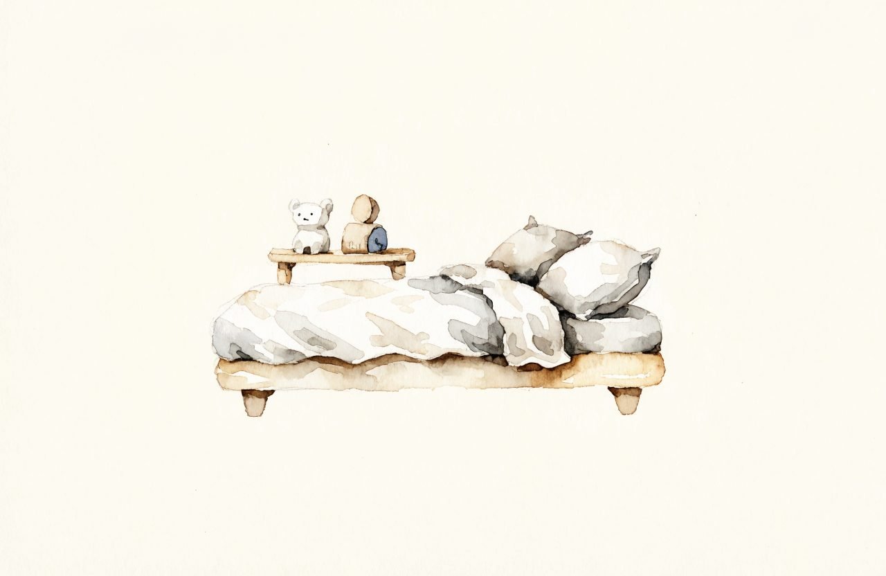 Illustration à l'aquarelle : Chambre Montessori : l'aménager pièce par pièce (avec budget mini)