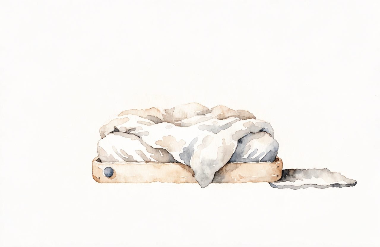 Illustration à l'aquarelle : Lit au sol : à quel âge, quels avantages, quelles limites ?