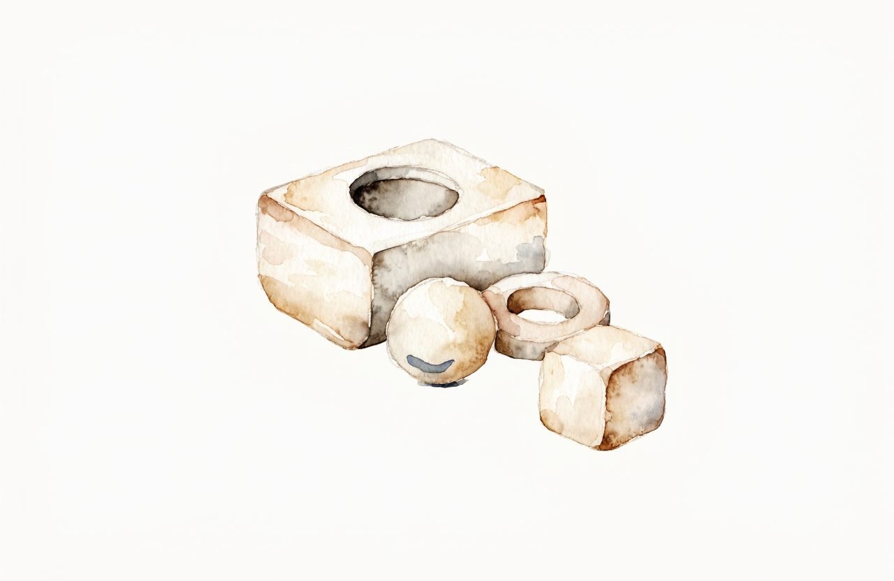 Illustration à l'aquarelle : Boîte à formes : à quel âge (et pourquoi bébé la vide) ?