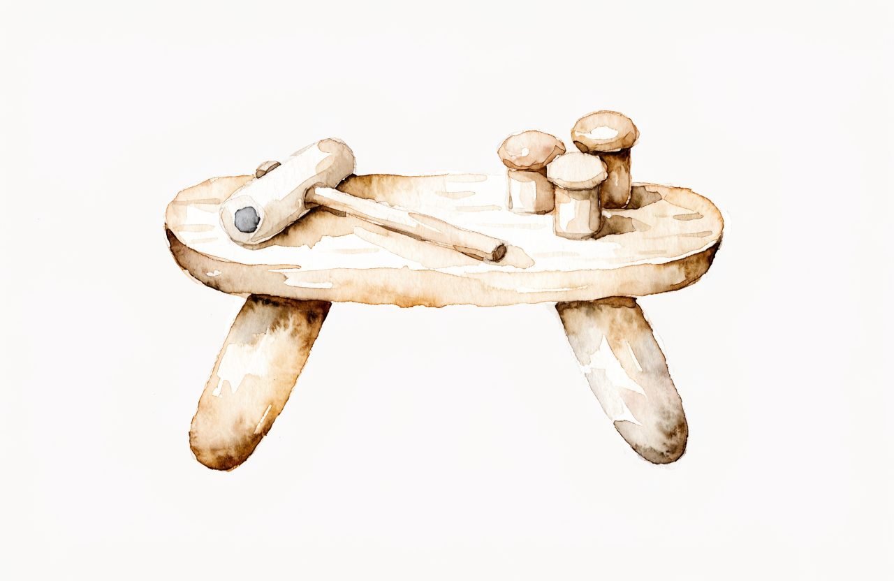 Illustration à l'aquarelle : Quel jouet Montessori pour 18 mois ? Le guide de l'explorateur